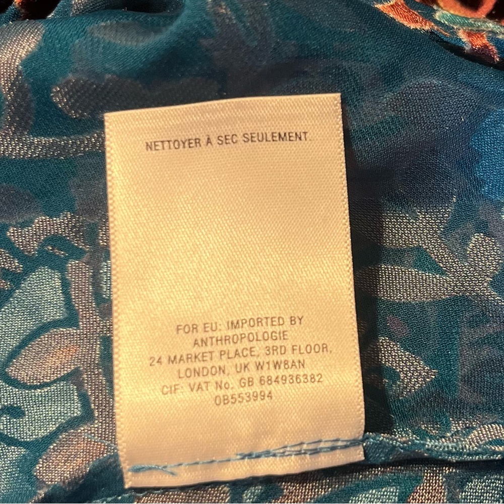 Floreat Anthropologie Valo Silk Blend Paisley Velvet Burn Out Boho Tunic Large - Picture 7 of 8
